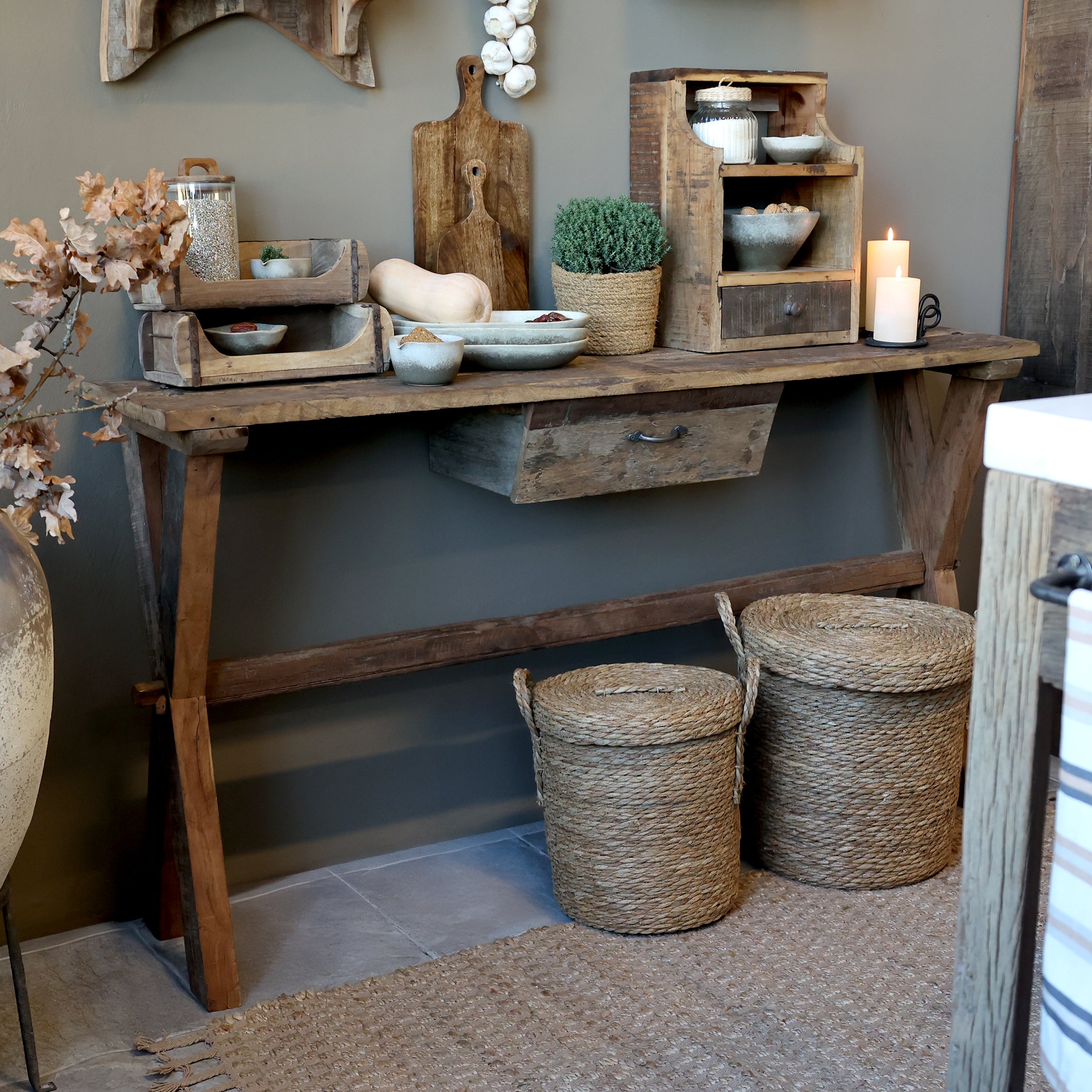 Grimaud Konsolentisch mit Schublade aus recyceltem Holz