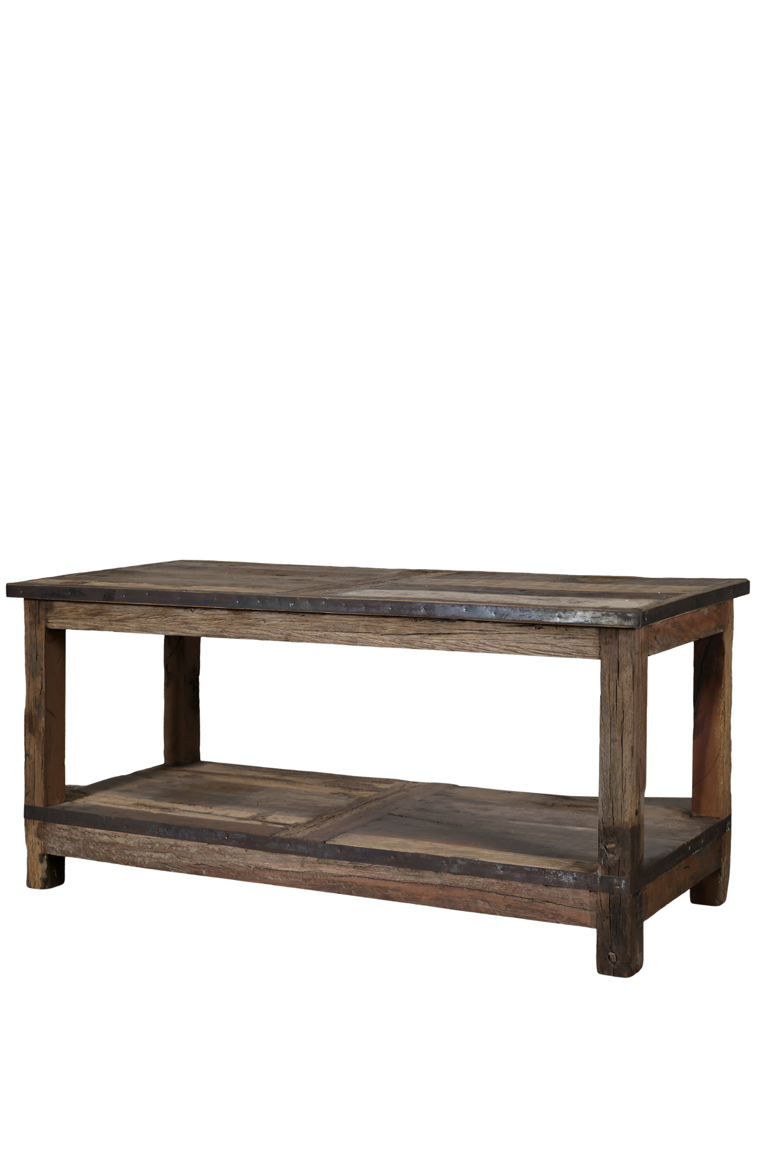 Grimaud hoher Couchtisch mit Regal - aus recyceltem Holz
