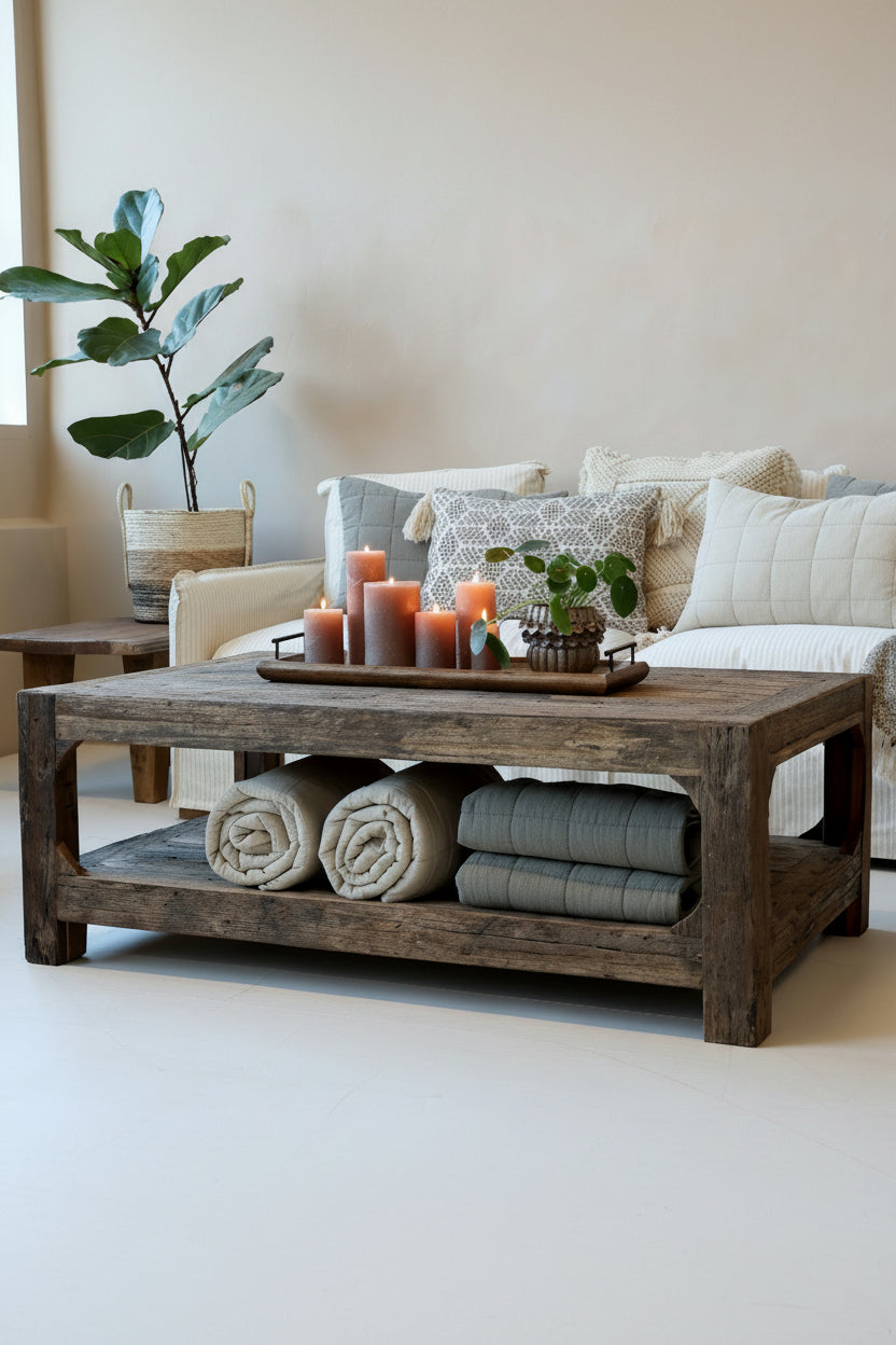 Grimaud Couchtisch mit Regal - aus recyceltem Holz