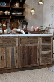 Grimaud Anrichte aus recyceltem Holz - mit Marmorplatte 1 Tür 1 Schublade