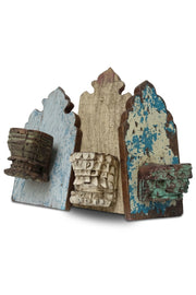 Wandkerzenleuchter aus recyceltem Holz