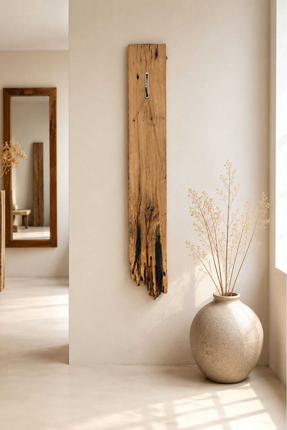 Garderobe Planke "Kiel" - Recycelte Eiche, hell lackiert