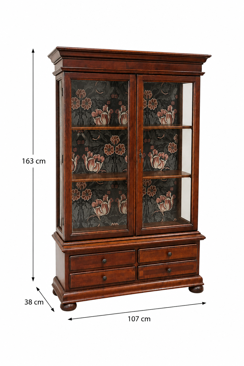 Vitrine Viktoria - Massivholz und Glas
