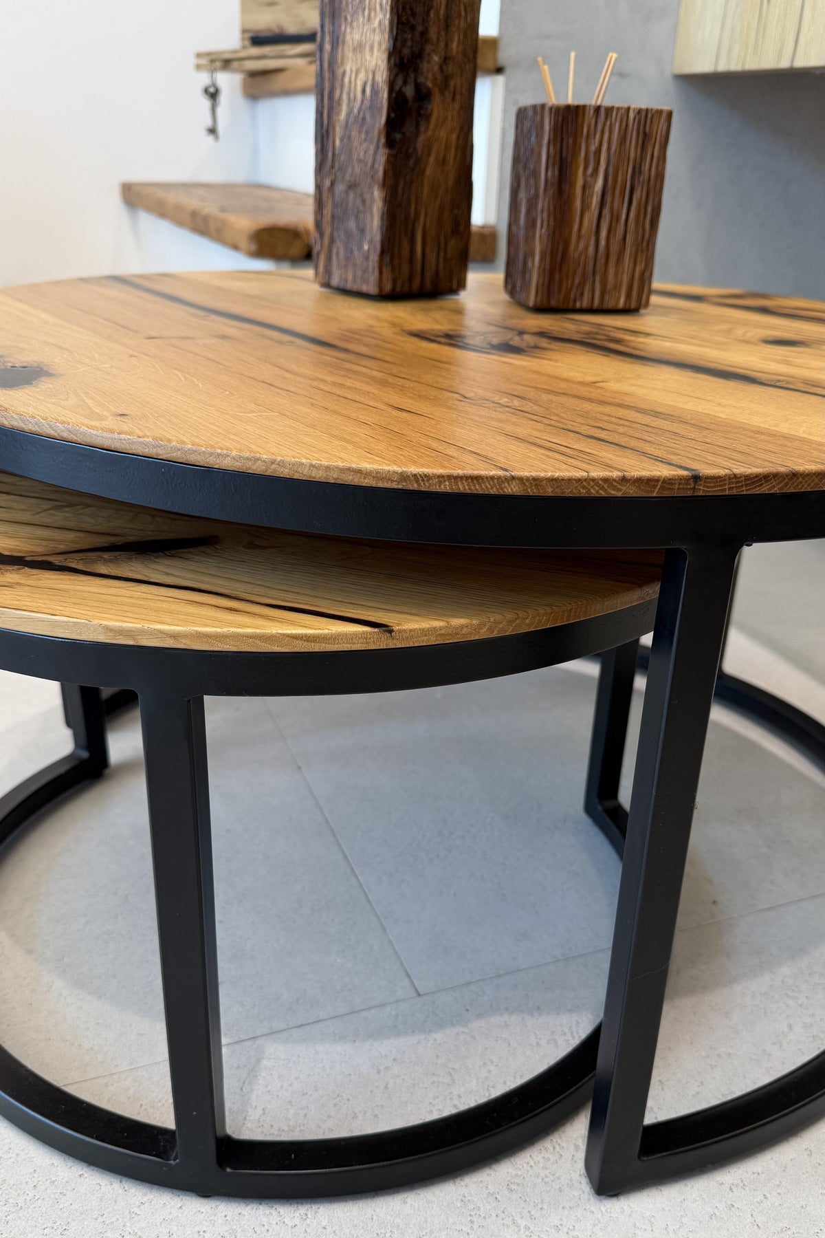 Couchtisch-Set Unikat „Vergossen Rund“