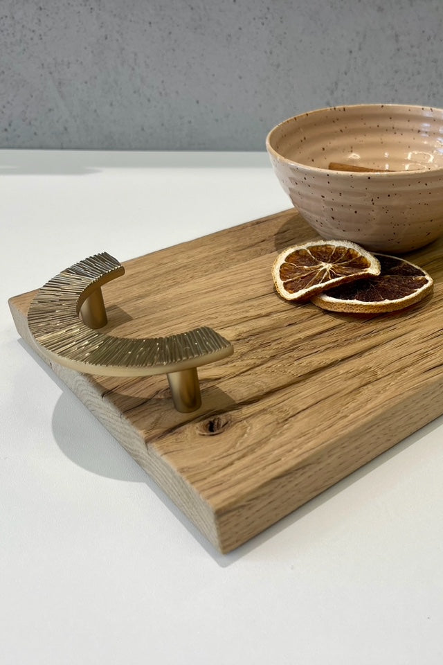 Tablett LING aus recyceltem Eichenholz. Natur lackiert, 35x18cm