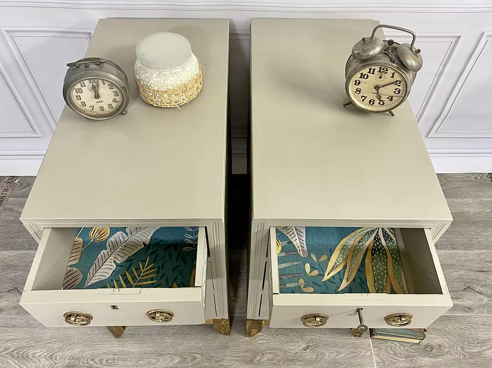 Nachttische Vintage – 2er-Set aus altem Schreibtisch
