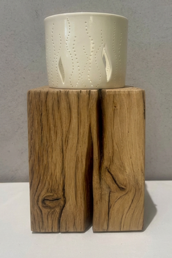 Kerzenblock S aus recyceltem Bootssteg. Natur lackiert - 13,5cm