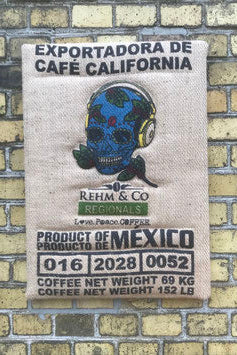 Wandbild Blue Skull - aus gebrauchtem Kaffeesack
