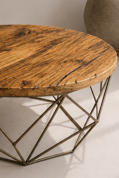 Couchtisch Unikat „Drahtkorb Rund“ 70 cm