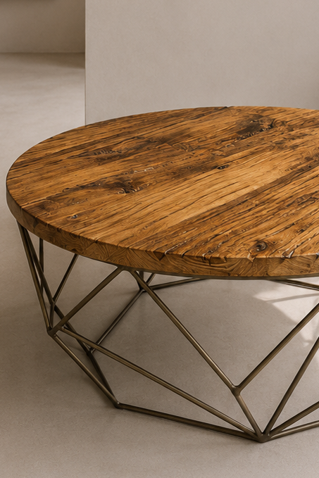 Couchtisch Unikat „Drahtkorb Rund“ 70 cm