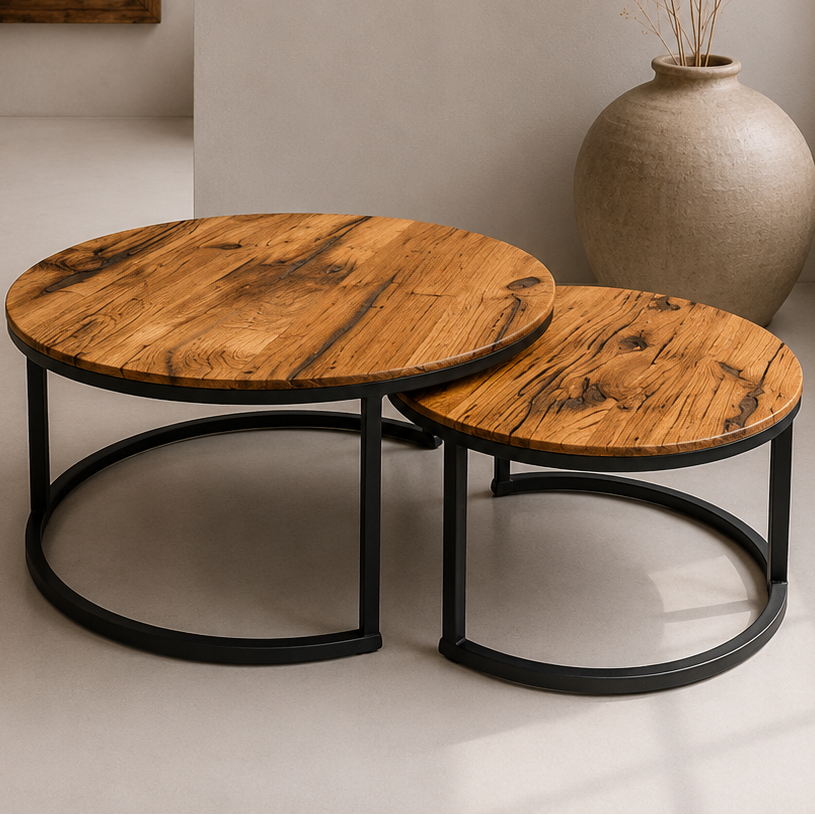 Couchtisch-Set Unikat „Vergossen Rund“