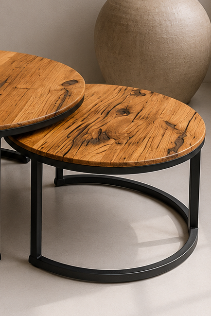Couchtisch-Set Unikat „Vergossen Rund“