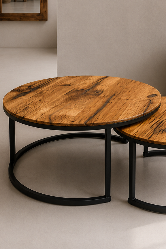 Couchtisch-Set Unikat „Vergossen Rund“