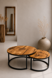 Couchtisch-Set Unikat „Vergossen Rund“