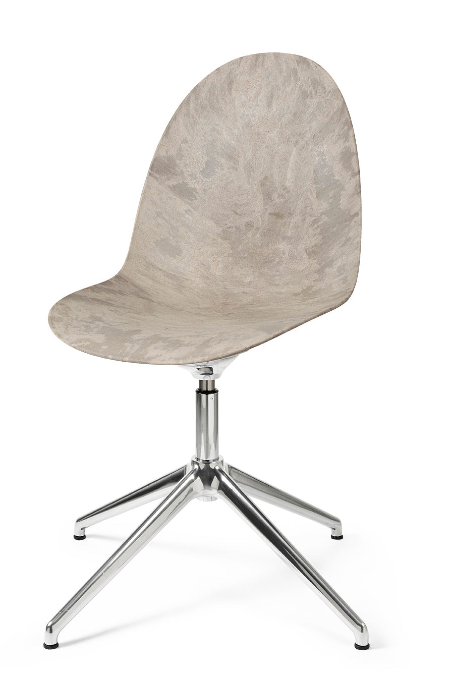 Mater Eternity Swivel – Wood Waste Grey – polierter Aluminiumfuß – Vorderansicht