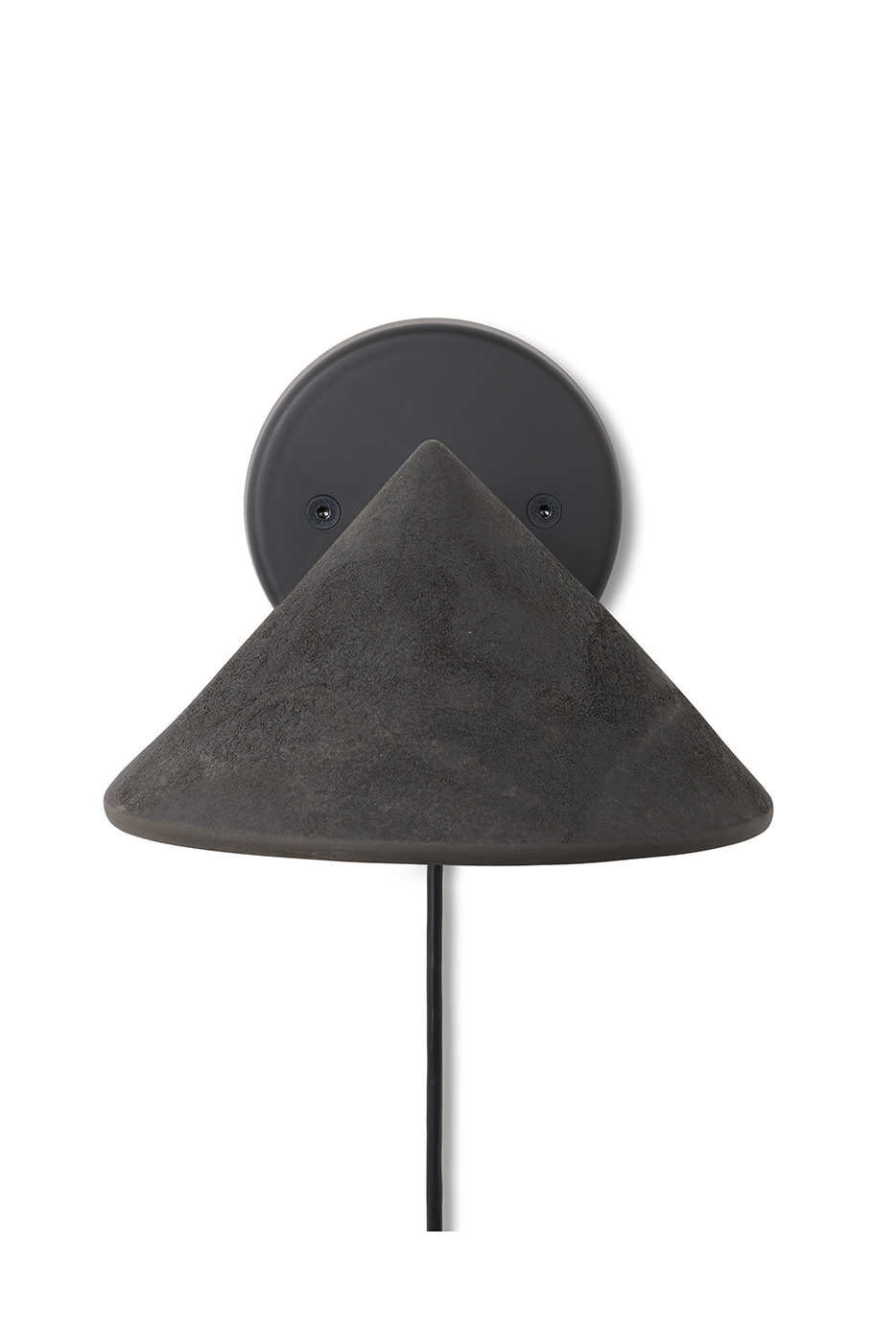 Mater Terra Wandleuchte mit Kabel in Coffee Waste Black – Vorderansicht