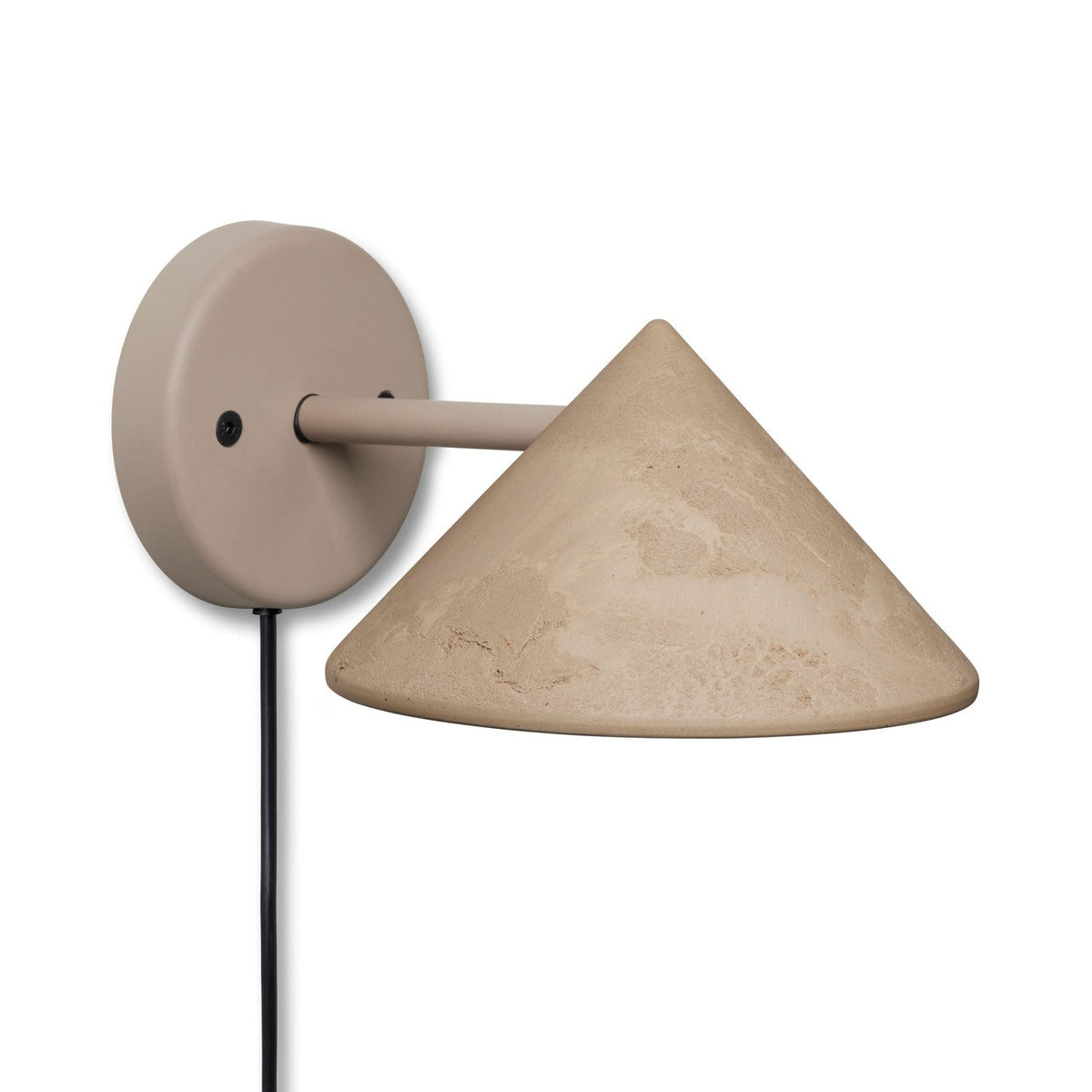 Mater Terra Wandleuchte mit Kabel in Coffee Waste Light – Seitenansicht