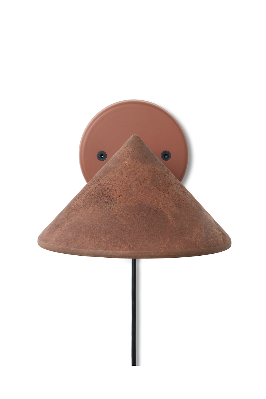 Mater Terra Wandleuchte mit Kabel in Coffee Waste Rust Red – Vorderansicht